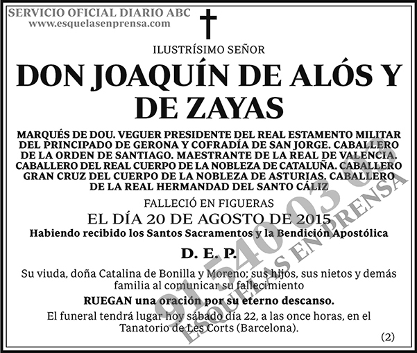 Joaquín de Alós y de Zayas